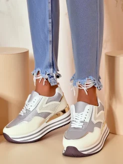 Best Sneakersy damskie z brokatem Borovis Damskie Sneakersy