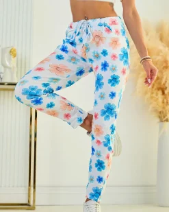 Best Spodnie damskie materiałowe w kwiaty Spodnie Materiałowe