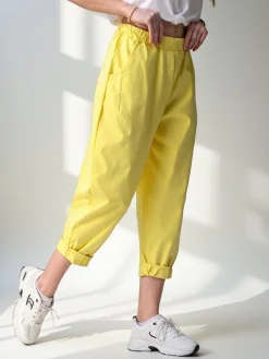 Best Spodnie damskie z wiskozą typu Harem Spodnie Materiałowe