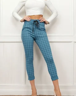Best Spodnie damskie w kratę Spodnie Materiałowe