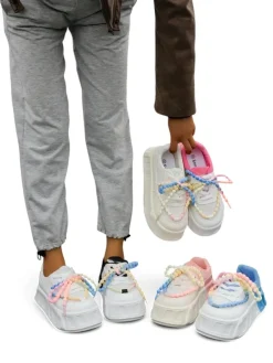 Sportowe sneakersy damskie na platformie z ozdobnymi sznurówkami Funies Damskie Sneakersy