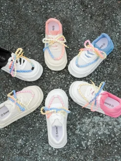 Sportowe sneakersy damskie na platformie z ozdobnymi sznurówkami Funies Damskie Sneakersy