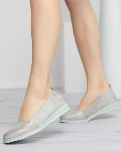 Hot Srebrne baleriny damskie Asya Baleriny Klasyczne