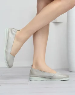 Hot Srebrne baleriny damskie Asya Baleriny Klasyczne