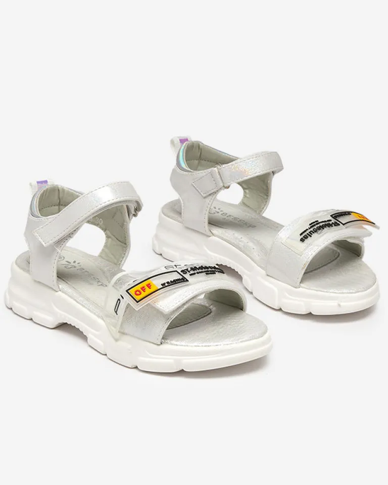 Sale Srebrne błyszczące sandałki dziewczęce Lorij Dziewczęce