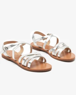 Outlet Srebrne sandałki damskie Ashmira Sandały Płaskie