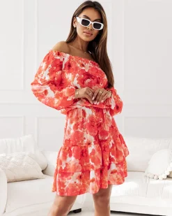 Clearance Sukienka damska mini a'la hiszpanka w kwiaty Sukienki Letnie|Sukienki Krótkie