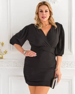 Clearance Sukienka damska mini z marszczeniem PLUS SIZE Sukienki Na Imprezę|Sukienki Krótkie