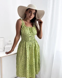 Sukienka damska za kolano z printem w kolorze m Sukienki Letnie|Sukienki Długie