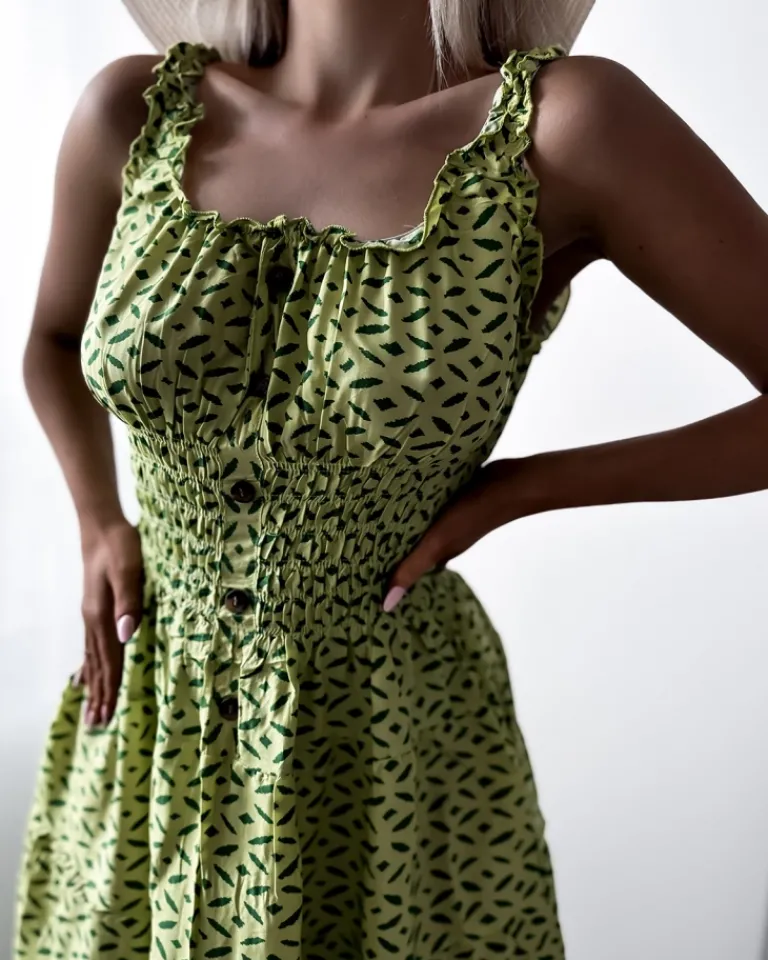 Sukienka damska za kolano z printem w kolorze m Sukienki Letnie|Sukienki Długie