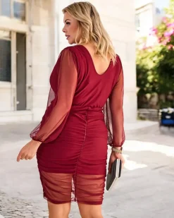 Hot Sukienka damska mini z marszczeniem PLUS SIZE Sukienki Na Imprezę|Sukienki Krótkie