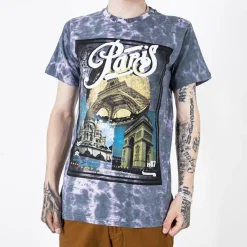 Discount Szara bawełniana koszulka męska z printem Bluzki