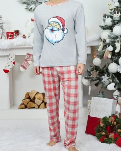 Online Szara męska piżama świąteczna Piżamy