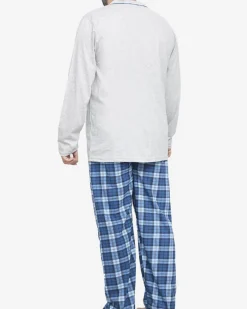 Hot Szara piżama męska zapinana na guziki Piżamy