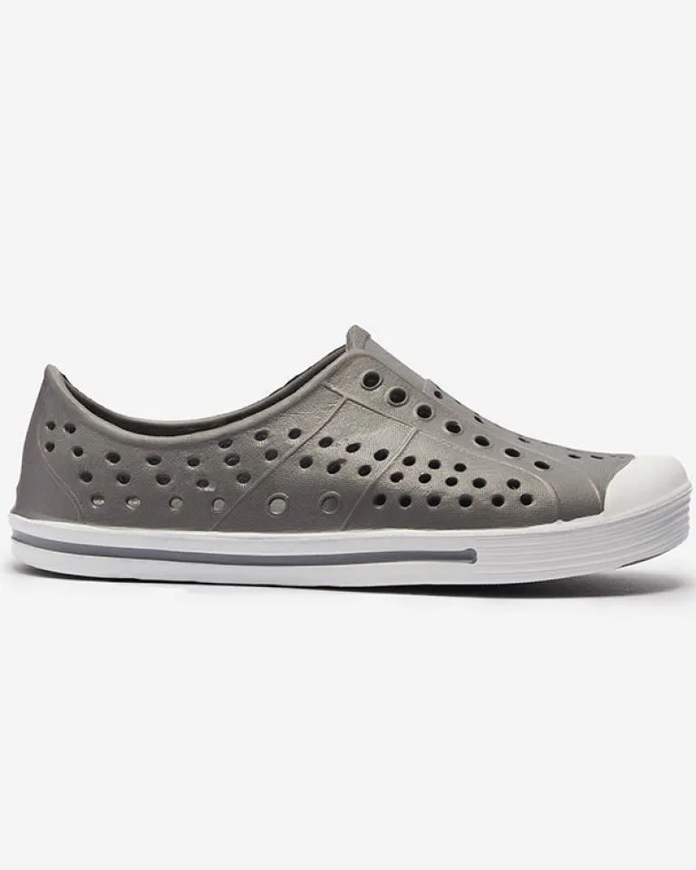 Szare ażurowe dziecięce gumowe trampki Jiteri Chłopięce|Dziewczęce