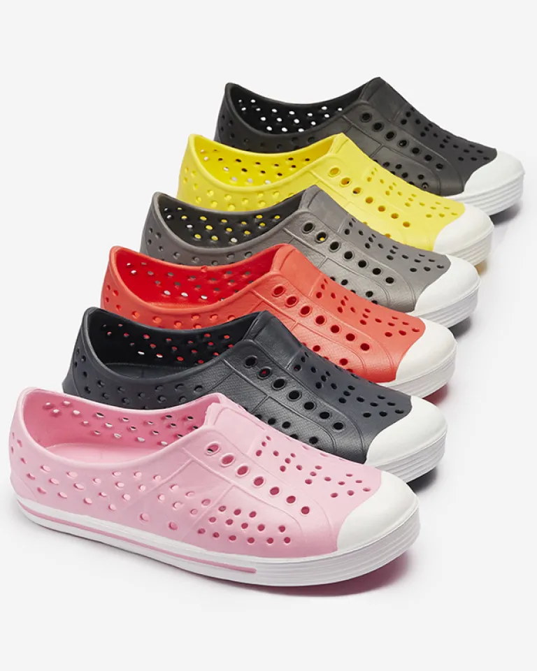 Szare ażurowe dziecięce gumowe trampki Jiteri Chłopięce|Dziewczęce