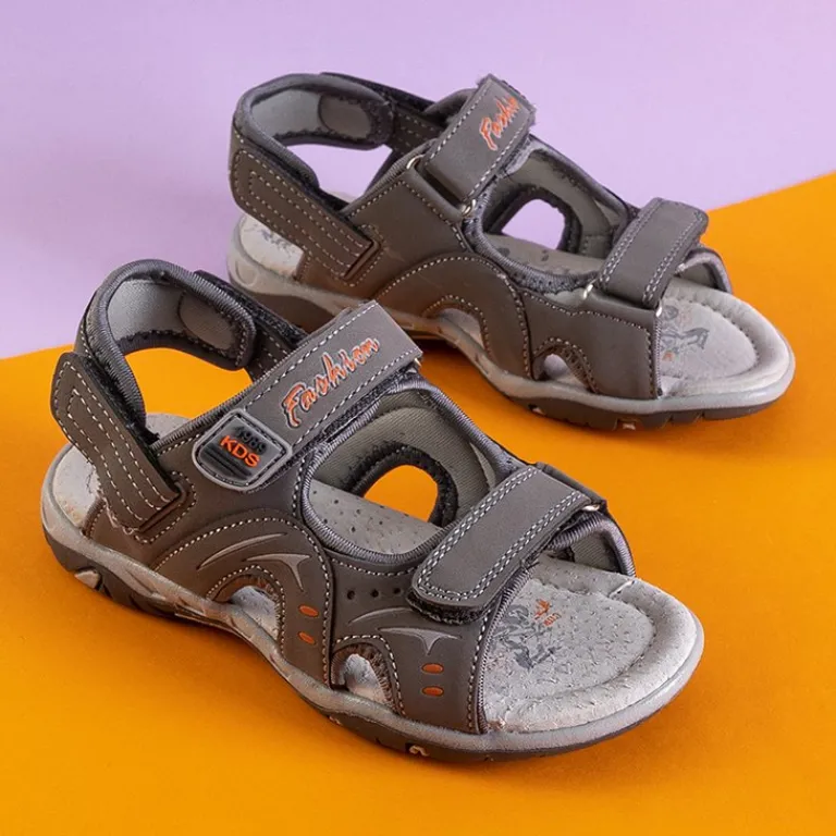 Online Szare chłopięce sandały na rzepy Tores Chłopięce