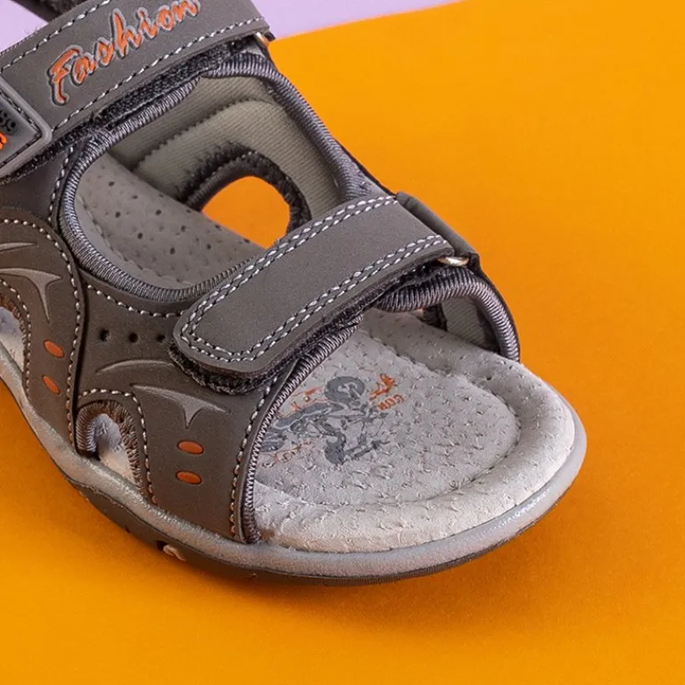 Online Szare chłopięce sandały na rzepy Tores Chłopięce