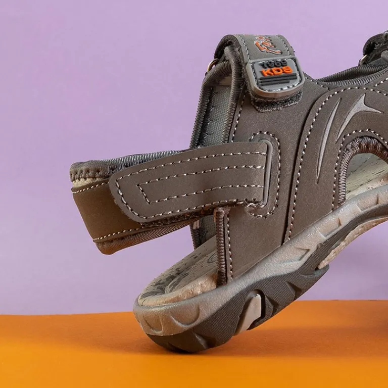 Online Szare chłopięce sandały na rzepy Tores Chłopięce