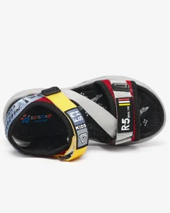 Discount Szare chłopięce sandałki z kolorowymi wstawkami i napisami Reberik Chłopięce