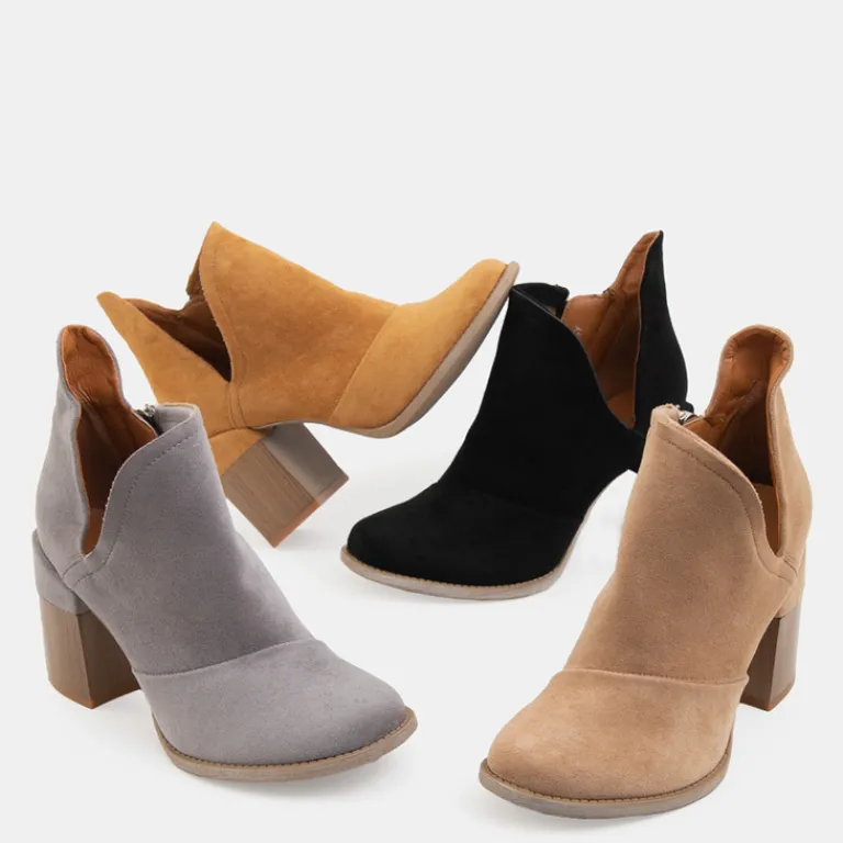 Sale Szare damskie botki z wycięciami Plinara Botki Bez Ocieplenia|Botki Na Słupku