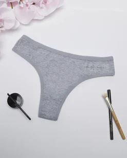 Discount Szare damskie bawełniane stringi Stringi