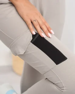 Outlet Szare damskie bawełniane spodnie dresowe Spodnie Dresowe