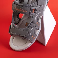 Clearance Szare dziecięce sandały na rzepy Roser Chłopięce