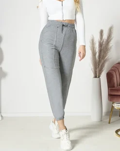 Sale Szare spodnie damskie typu dresy Spodnie Dresowe|Spodnie Materiałowe