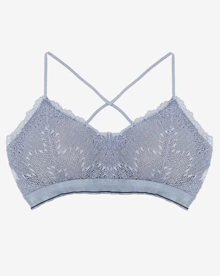 Online Szaro - niebieski damski koronkowy biustonosz typu braletka Codzienne|Bralet