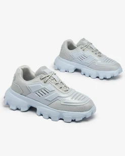 Szaro- niebieskie tkaninowe sportowe sneakersy męskie Lamkim Sportowe