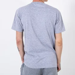 Discount Szary bawełniany męski t-shirt z printem Bluzki