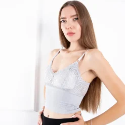 Clearance Szary biustonosz damski z elastycznym dołem Bralet