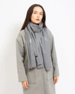 Online Szary damski cienki szalik z brokatem Damskie Chusty / Apaszki / Szaliki