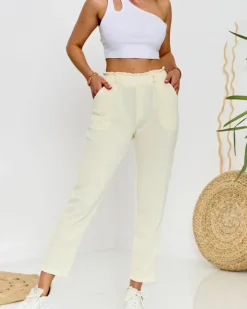 Sale Szerokie damskie sztruksowe spodnie w kolorze Spodnie Materiałowe