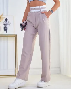 Sale Szerokie spodnie damskie materiałowe Spodnie Materiałowe