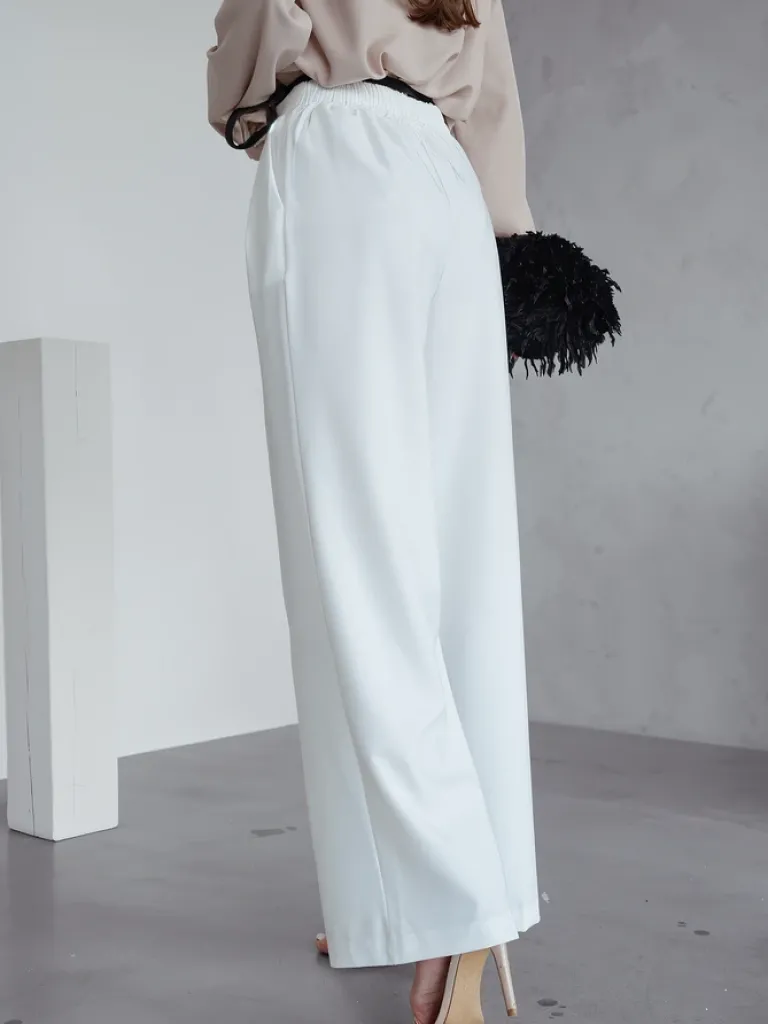 Best Szerokie spodnie damskie w kant Spodnie Materiałowe