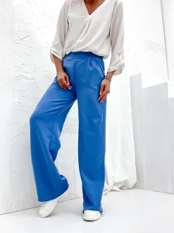 Outlet Szerokie spodnie damskie materiałowe Spodnie Materiałowe