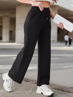 Best Szerokie spodnie damskie w kant Spodnie Materiałowe