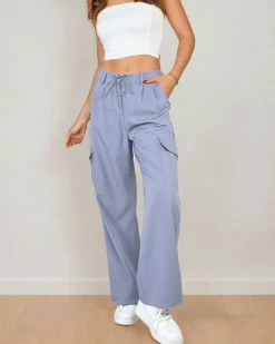 Best Szerokie spodnie damskie z kieszeniami Spodnie Materiałowe