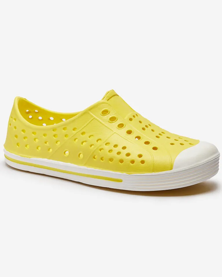 Sale Żółte ażurowe dziecięce gumowe trampki Jiteri Chłopięce|Dziewczęce