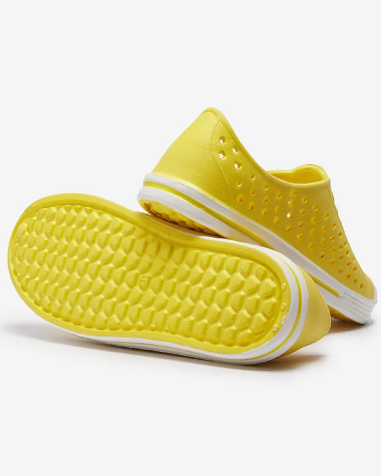 Sale Żółte ażurowe dziecięce gumowe trampki Jiteri Chłopięce|Dziewczęce