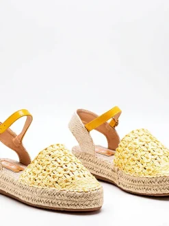 Clearance Żółte damskie espadryle z ażurową cholewką Triumf Espadryle Płaskie
