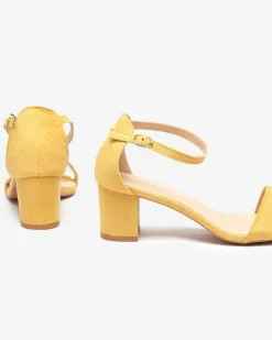 Clearance Żółte damskie sandały na słupku Nelino Buty Na Wielkie Wyjście|Sandały Na Słupku