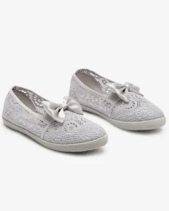 New Tenisówki dziewczęce z kokardką w kolorze szarym Osmo Dziewczęce