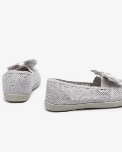 New Tenisówki dziewczęce z kokardką w kolorze szarym Osmo Dziewczęce