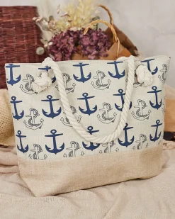 Discount Tkaninowa torba w wakacyjny wzór na ramię Damskie Torebki Shoppers|Torby Plażowe