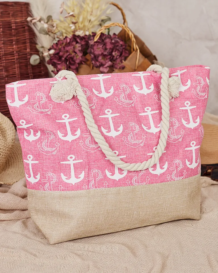 Best Tkaninowa torba w wakacyjny wzór na ramię Damskie Torebki Shoppers|Torby Plażowe