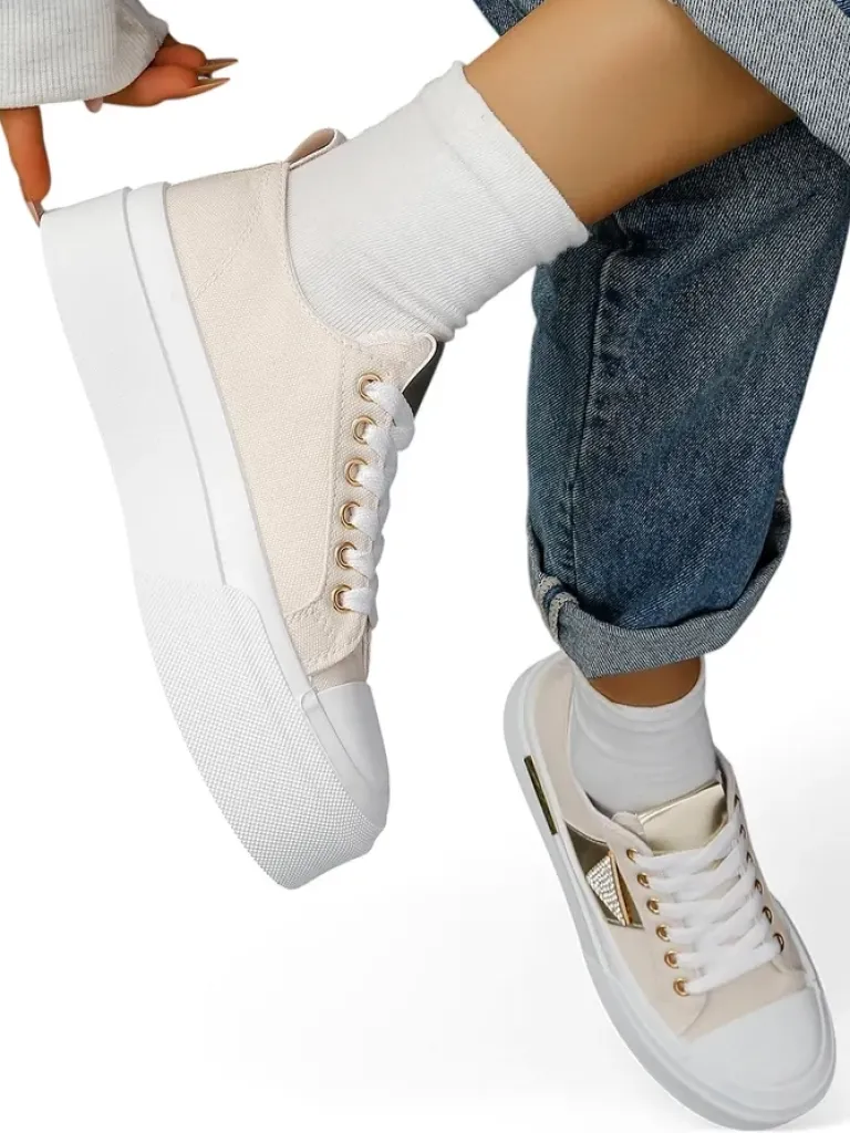 Sale Trampki damskie na platformie Gold World Trampki