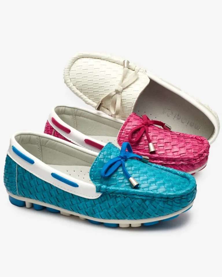 Outlet Turkusowe dziecięce mokasyny Dannad Dziewczęce